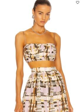 Alexis 'Yarie' White Pleated Frayed Edge Top Size S